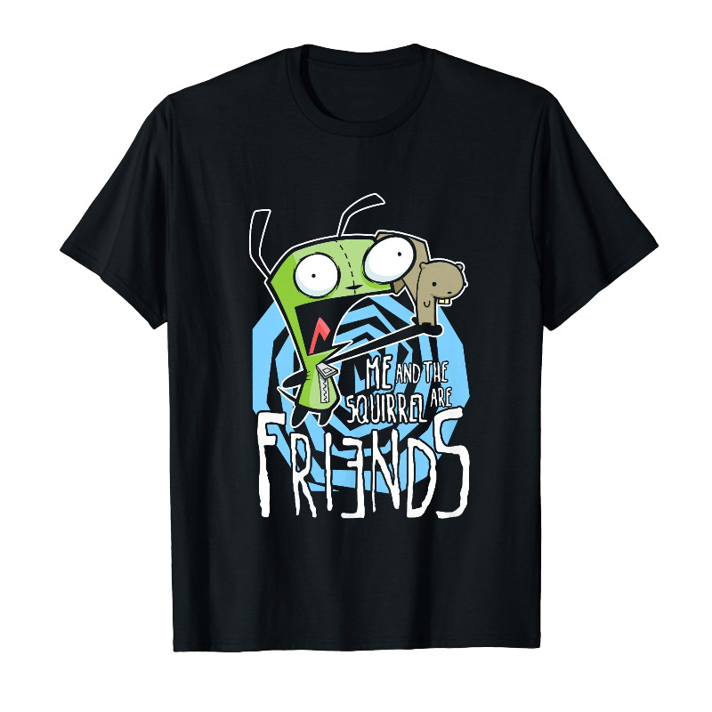 

Zim & Friends Cartoon T-shirt - "hug Ready" Zim Design, , Short Sleeve, Crew Neck, Casual Fit For , Machine Washable - Black