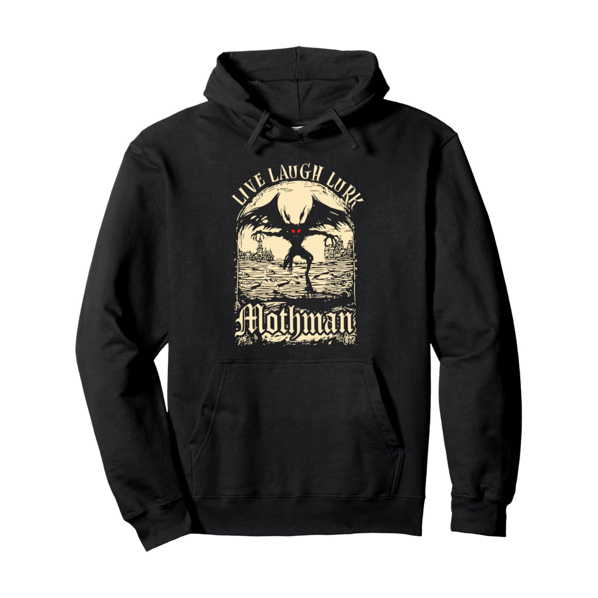 

Live. Laugh. Mothman Men's Hooded Sweater, Made Of Slightly Elastic Knitted Fabric, Loose Design, Long Sleeve Pullover, Printed Design, Machine Wash. Best Holiday Birthday Gift, Christmas