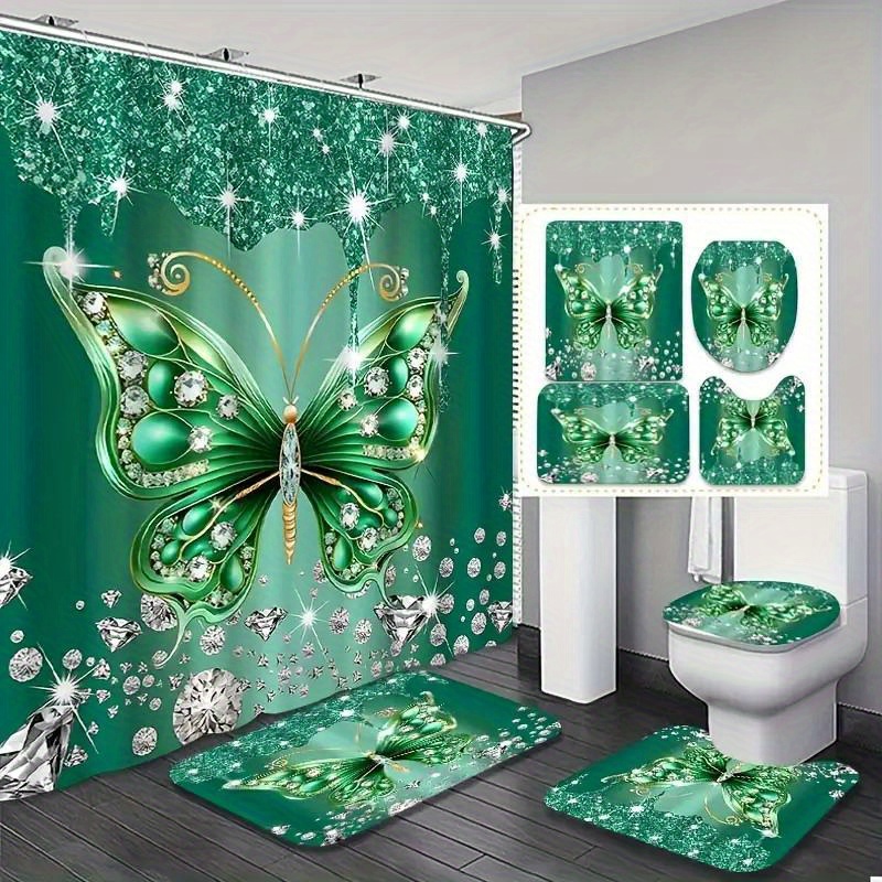 

Jit1/3pcs Shower Curtain With 12 Hooks, Waterproof 180x180cm/180x200cm, Bathroom Decor.