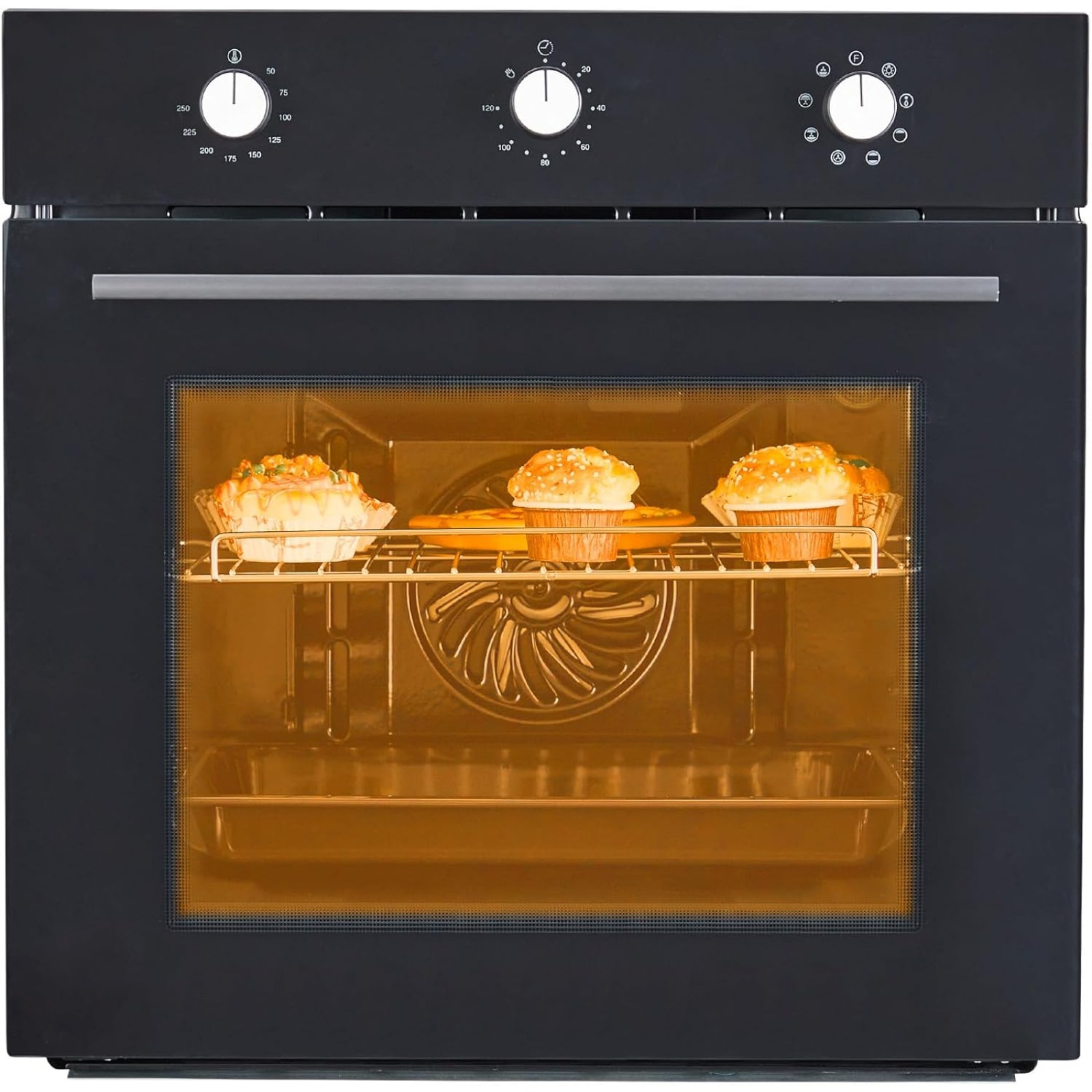 MERXENG Single Wall Oven 24", Built-in Electric Ovens, 3000W, 240V, 2.5Cu.ft Convection Built-in Oven, Stainless Steel, Mechanical Knobs