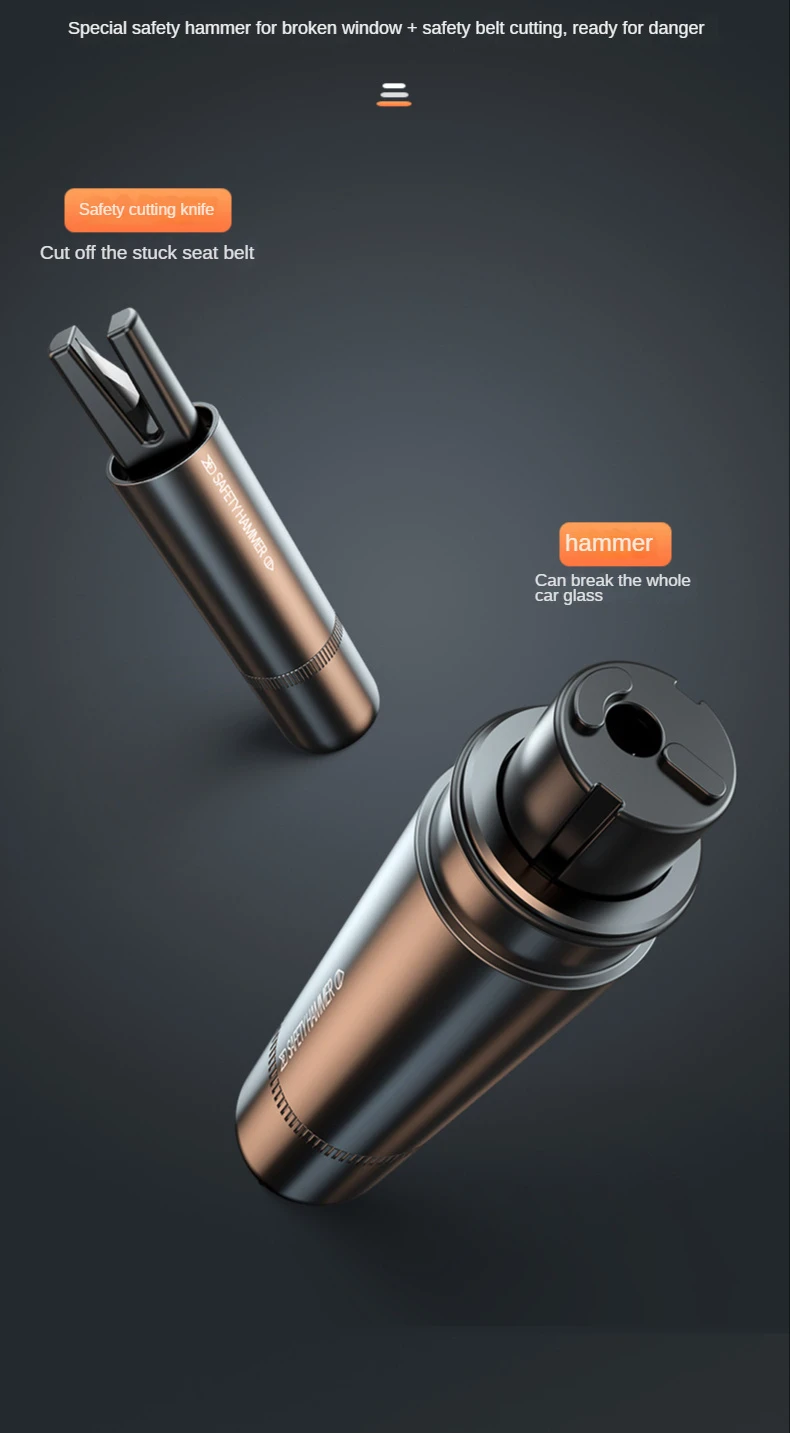 2 in 1 car safety hammer breaker for seat belt cutter abs resin tool details 3