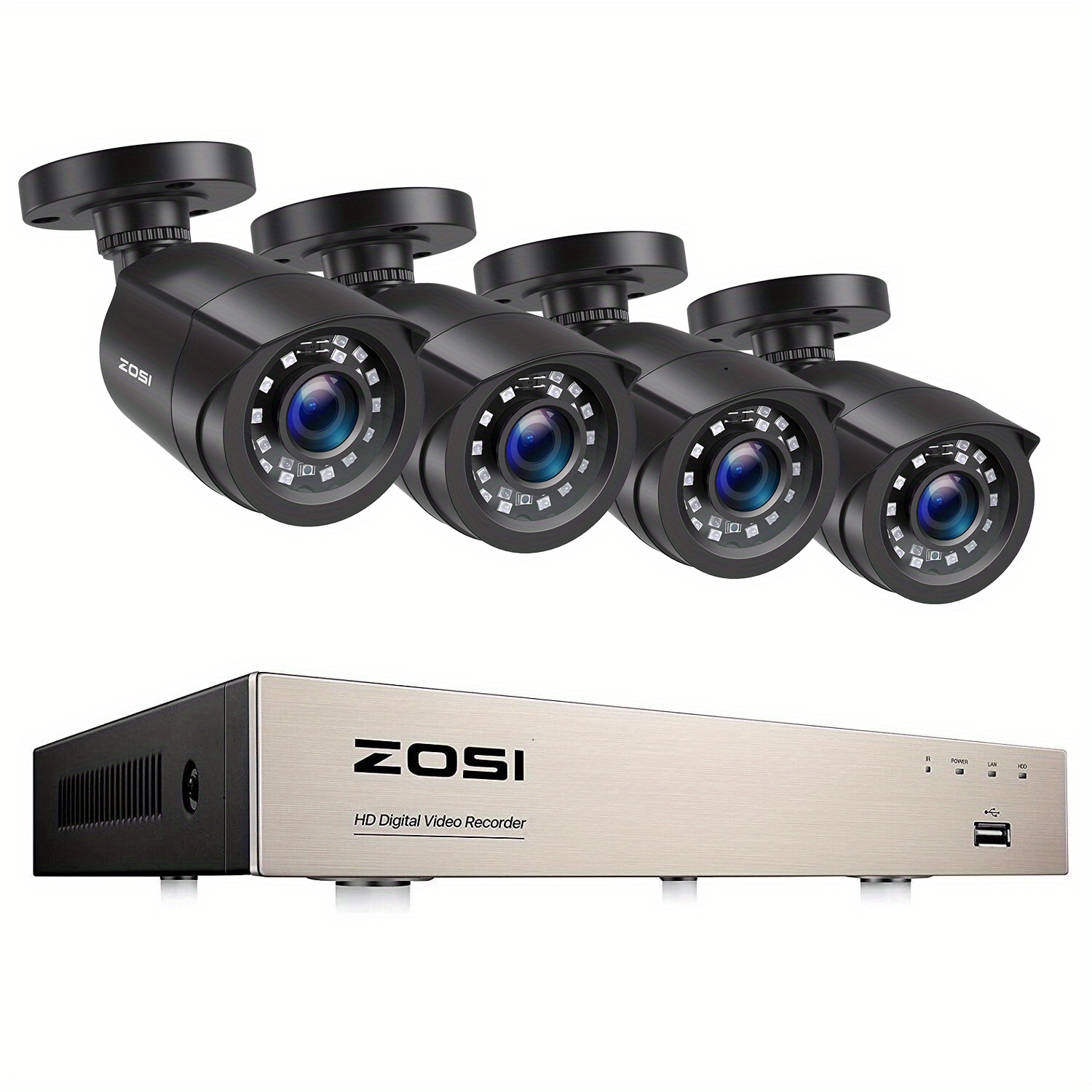   8ch cctv camera system with 4 x 1080p hd outdoor security   cameras ai human vehicle detection 80ft   remote monitoring no hard drive