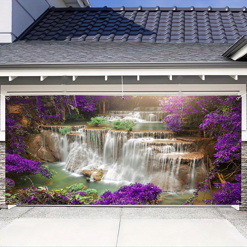 

Large Waterproof Garage Door Banner - Scenic Waterfall & , Polyester Outdoor Decoration For Fall