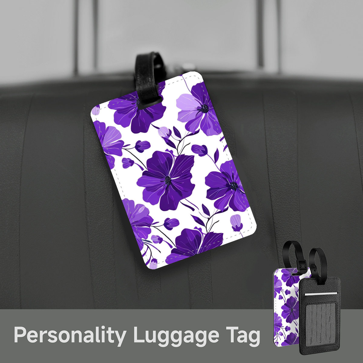 

Floral Faux Pu Luggage Tag - For Suitcases, Backpacks & More | Unique Credit Card Holder & Business Id Travel Accessory | Perfect Gift For Holidays & Birthdays