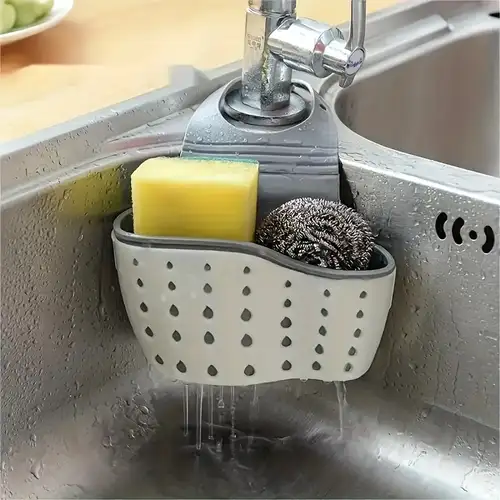 silicone sink caddy with double pockets, dish cloth & sponge holder, splash  guard, reusable drain holder, kitchen and bathroom organization accessory -  1pc not for food contact - home & kitchen - Temu Canada