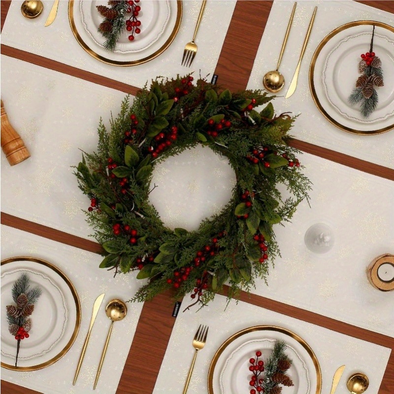 4pcs white placemats golden snowflake placemats suitable for   party   heavy duty soft farmhouse placemats Product details 5