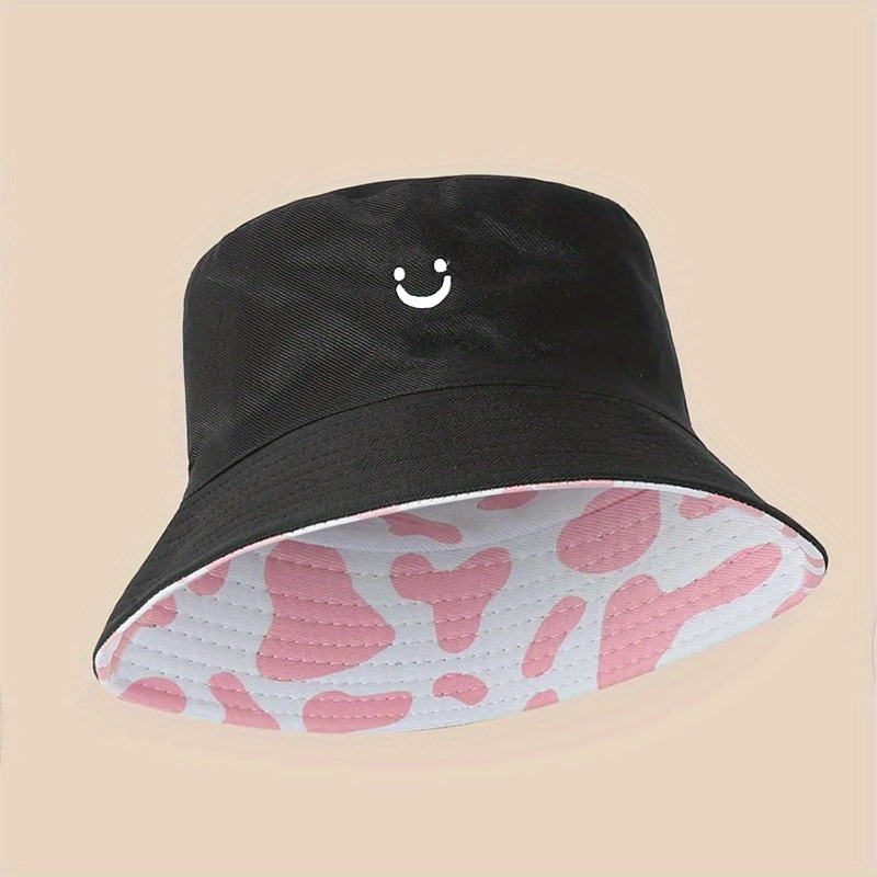 TEMU 1pc Reversible Double-sided Fashion Men Women Fisherman Hat Outdoor Suitable For Vacation Travel