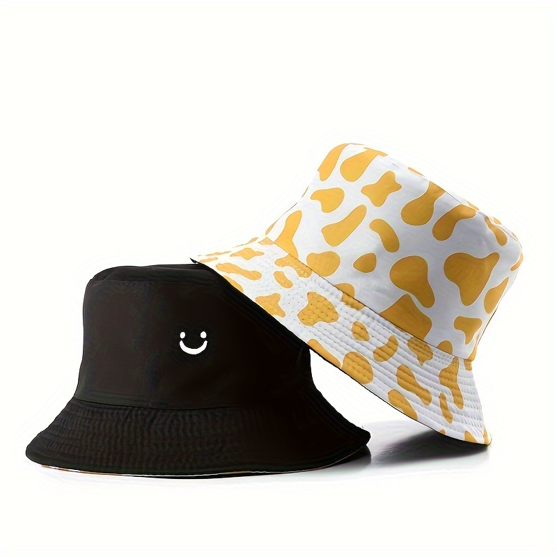 reversible print bucket hat for men and women 100 polyester