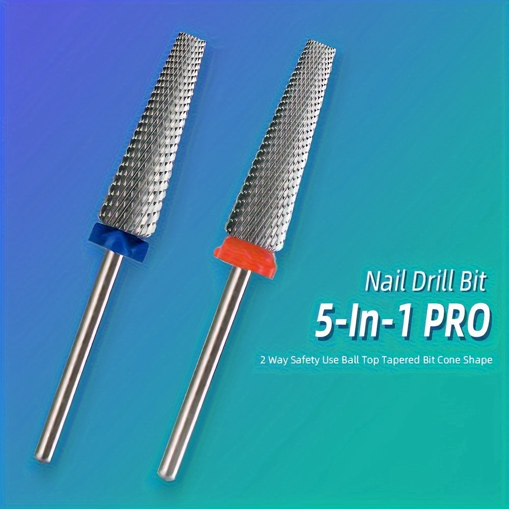 

Pro Steel Nail Drill Bits, Safety Cone Shape, Silicone Dust Cap, For Acrylic Gel Pedicure, Nail Cleaning & Polishing - Unscented