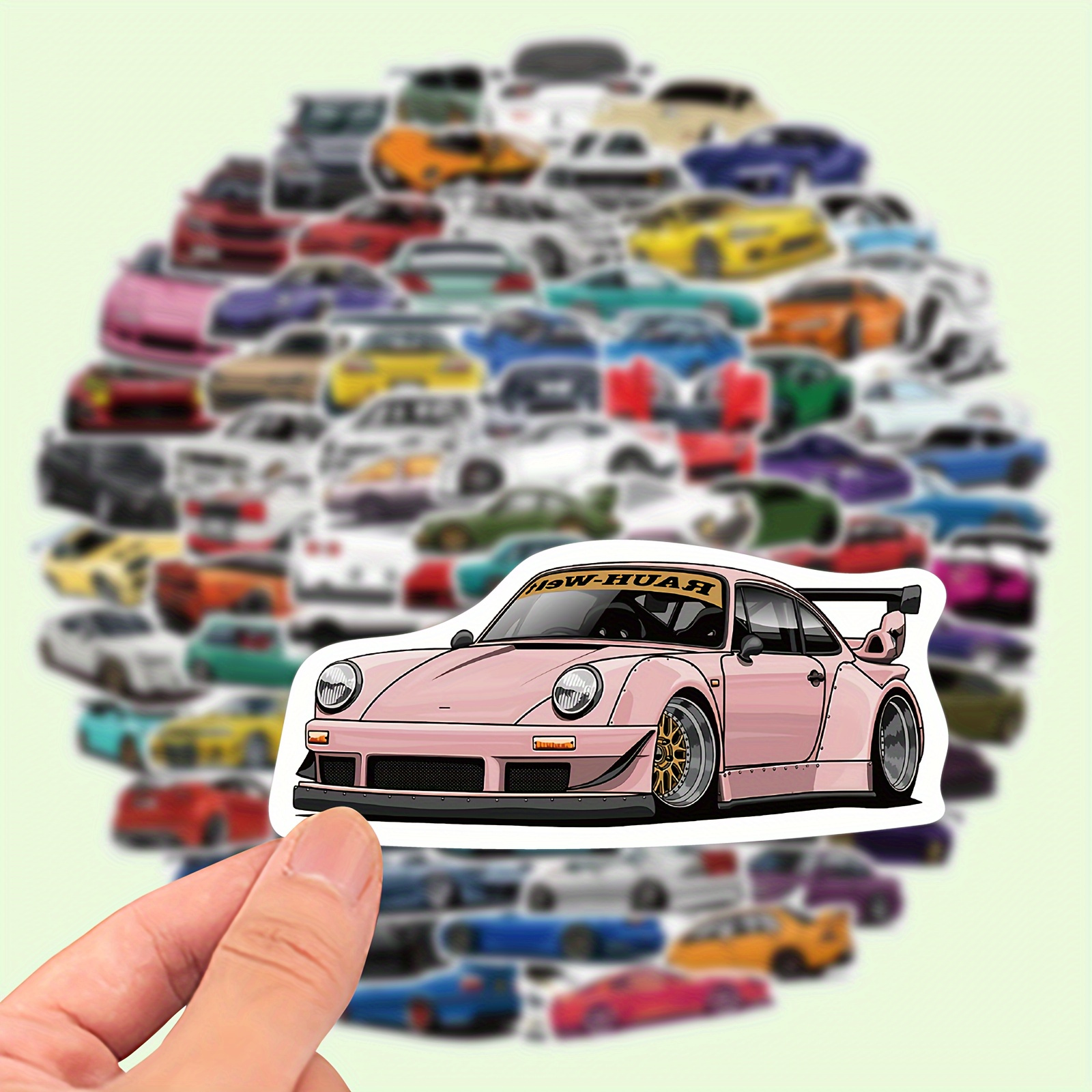 Image of A Set Of And Classic Car-themed Stickers In Colors, Suitable For Laptops, Water Bottles, Suitcases, Helmets, Notebooks, And Desktops, Making Them Perfect As Christmas Gifts And Rewards
