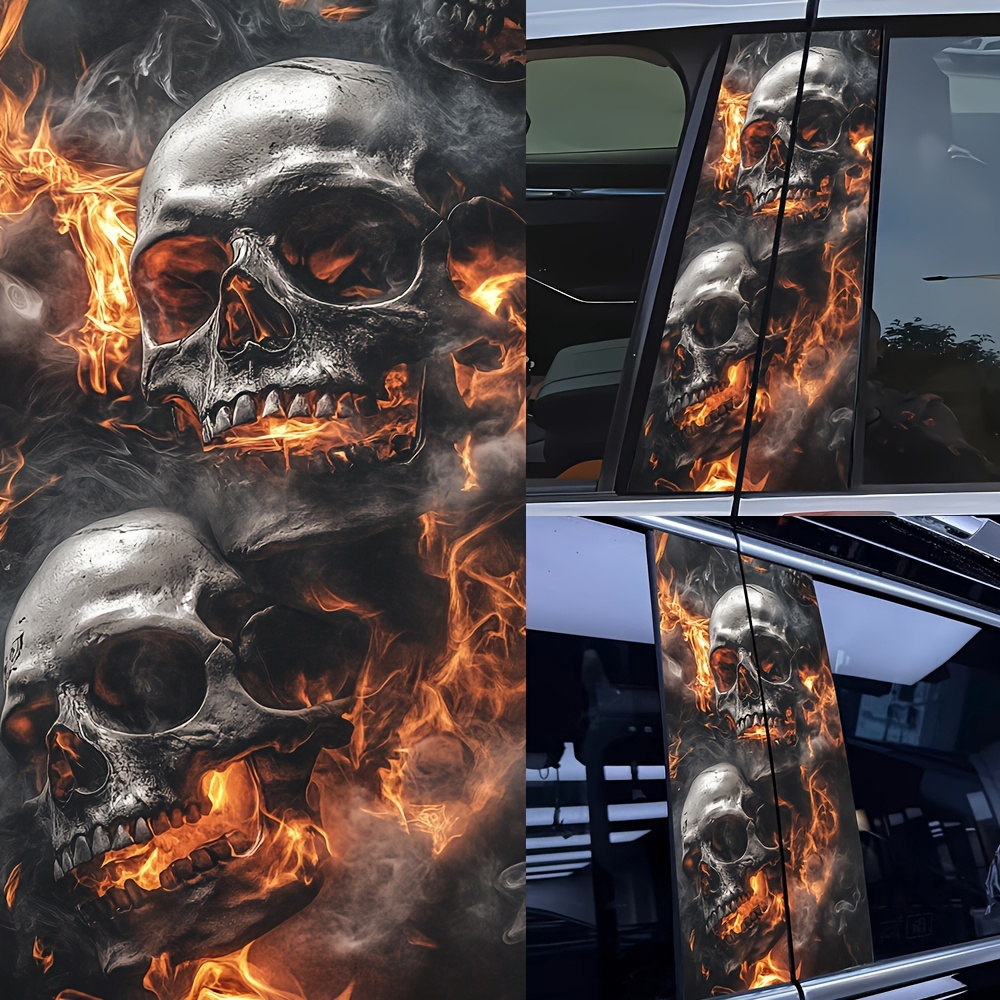 

2pcs Flame Vinyl Car Decals - Metallic Design With Effects, Easy To Apply & Remove, Anti-scratch Stickers For All Vehicles