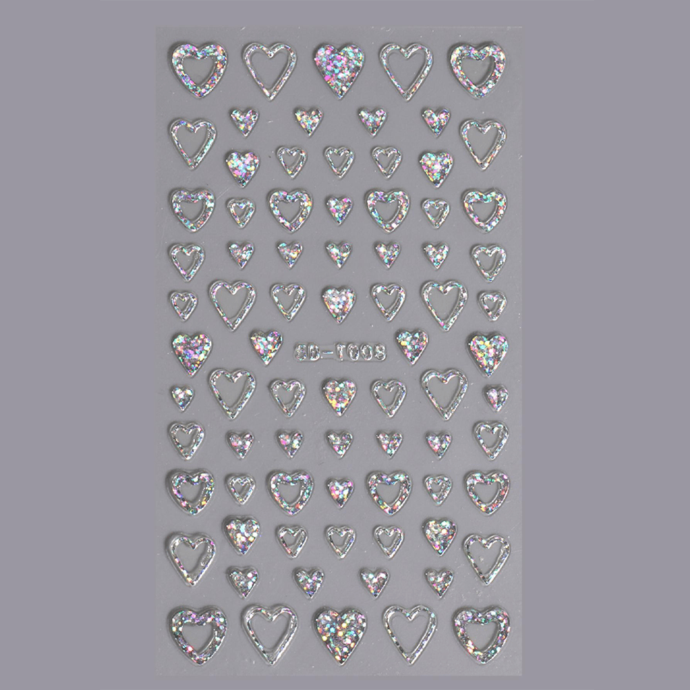 Nail Stickers - Holographic Embossed Sequins, Self-adhesive Decals For Diy Wedding & Party , Nail Charms