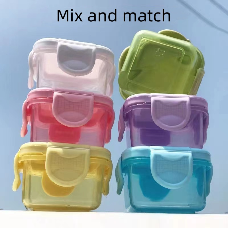 

4-pack 2oz Mini Food Storage Containers With Lids - Sealed, Stackable, Versatile For Snacks, Fruits, Oats - Ideal For Travel And Gifts, Home Kitchen Organizer, Plastic, Elegant Style