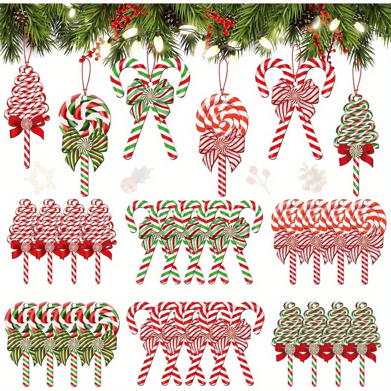 

Christmas Candy Cane Ornament Set: 12/24/36pcs, , Hanging Lollipop Decor, Party, Holiday Decoration Supplies