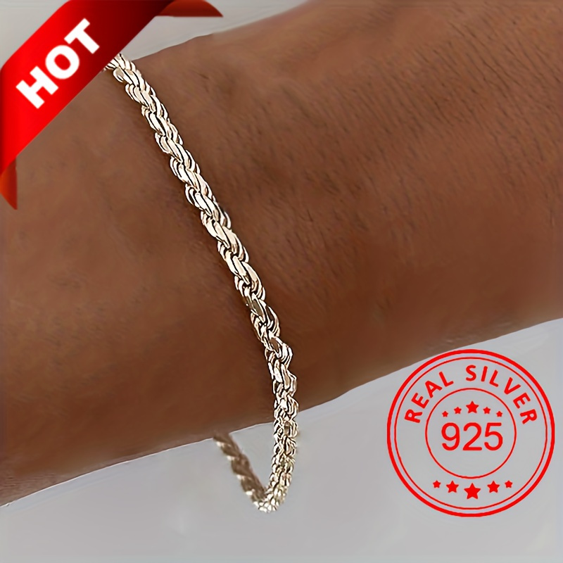 

Luxurious Twisted Classic Sterling Silver 925 Handmade Bracelet - Elegant Jewelry For Women - Silvery Color, Hypoallergenic, Nickel-free, , And Accessory For Any