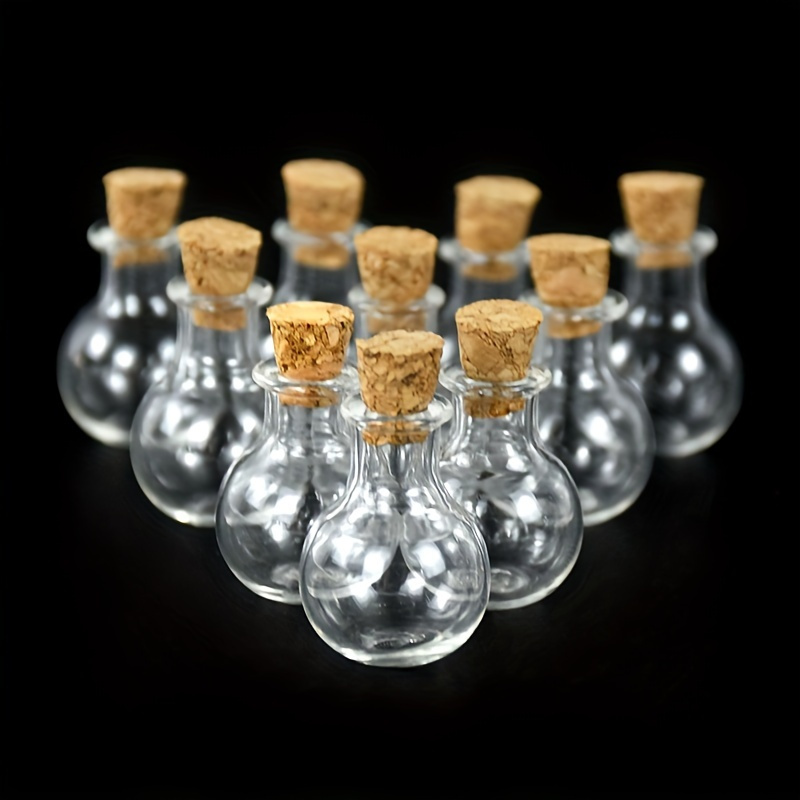 

10pcs Mini Glass Wishing Bottles With Cork Stoppers - Clear, Diy Crafts, Wedding & Birthday Party Decorations