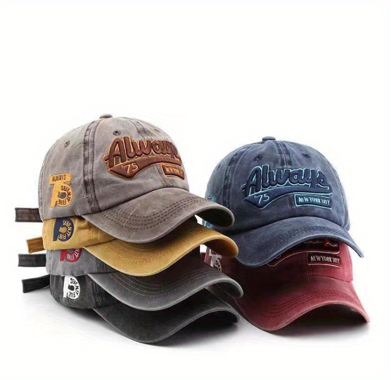 6pcs vintage washed distressed letter embroidered baseball caps fashion sun hats for outdoor sports details 0