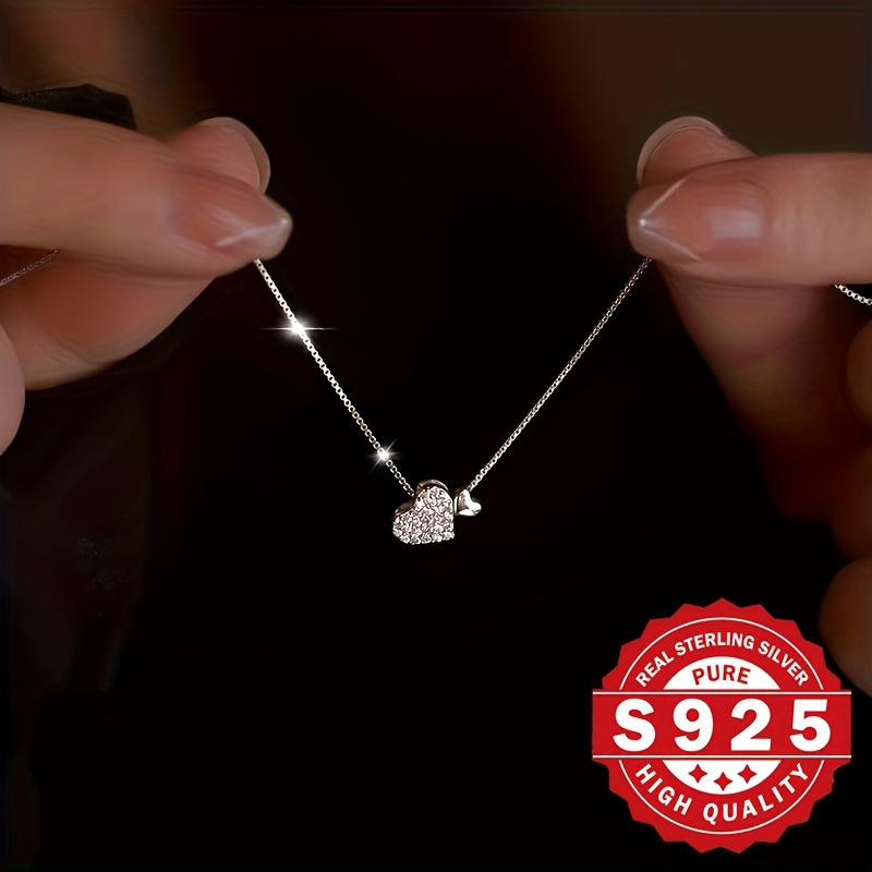 Women's Heart-Shaped Pendant Necklace — 925 Sterling Silver