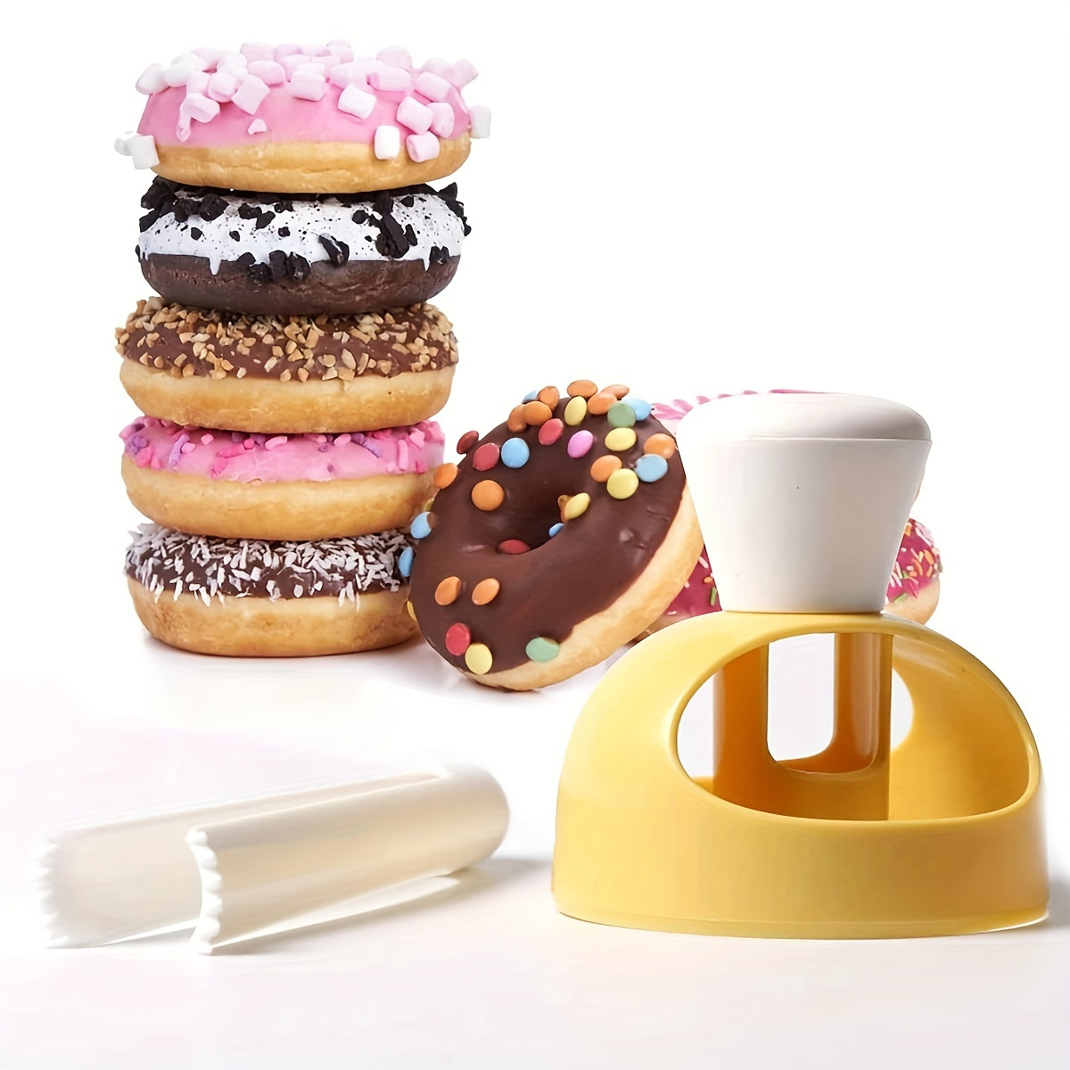 2pcs universal DIY doughnut Making Kit PP non stick plastic doughnut cutting machine mold with spoon pliers family kitchen easy to use doughnut making machine baking tool for RV kitchen