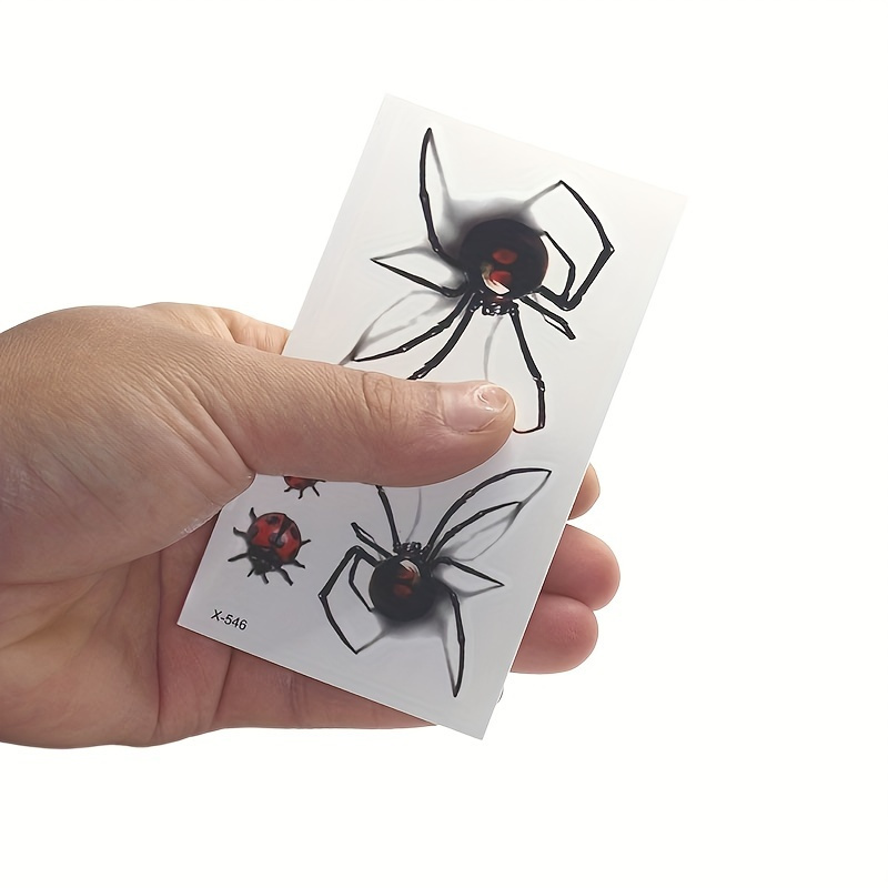 halloween spider and ladybug temporary tattoos realistic insect waterproof transfer stickers rectangle   sheet details 1