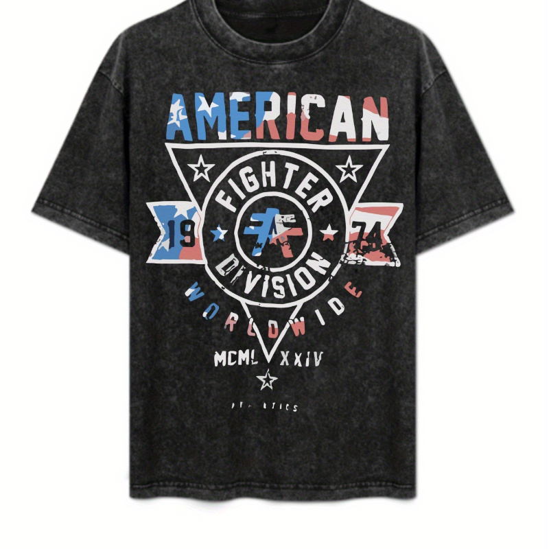 

Men's T-shirt, Washed T-shirt, Retro Fashion Hip Hop Style