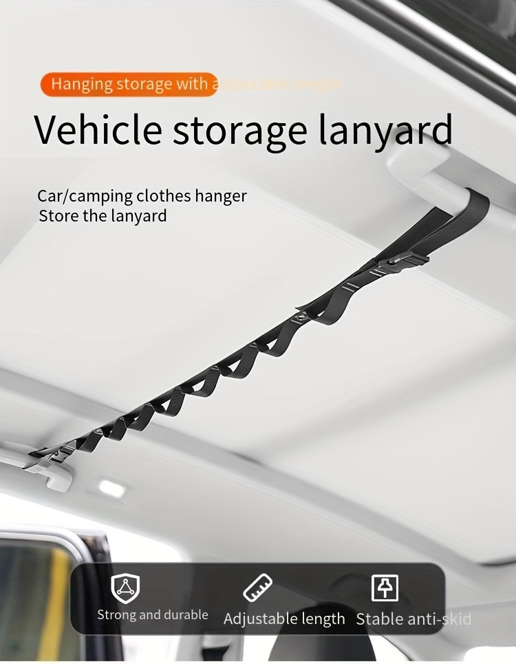 Car Top Clothesline, on-Board Hanger, Multifunctional in the Car Clothesline, Outdoor Camping Travel with Hook and Clip, Portable Clothesline Clothesline