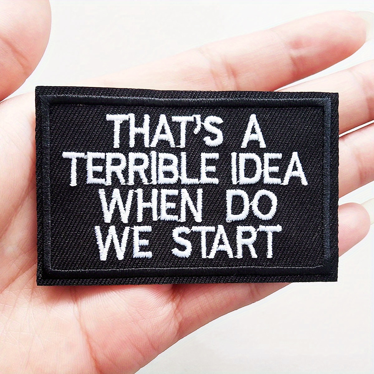 Black English Multi-shape Embroidered Hook And Loop Patch "that's When Do " Motivational Appliqué For Backpacks, Vests, Jackets, Jeans, Hats, And Helmets - 1 Pack