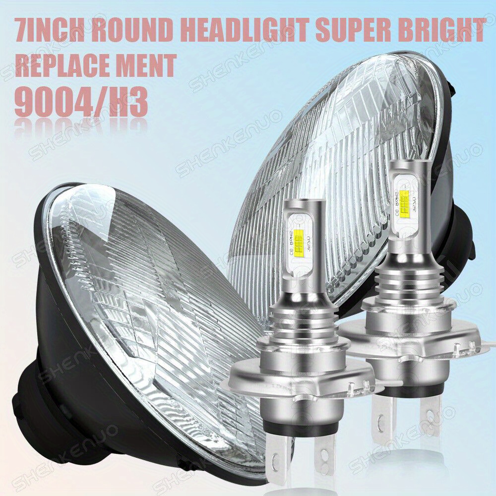 TEMU 2pcs 7-inch Round Led Headlights High/low Beam For Ford Mustang 1965~1973, ,