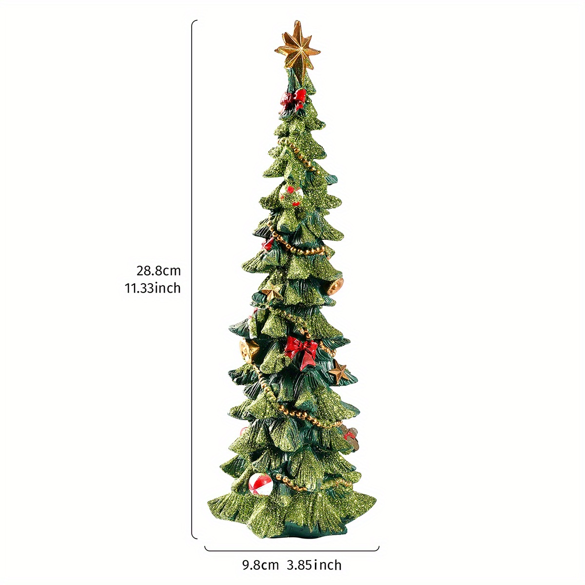 Image of 1pc, Creative 11-inch Green Christmas Ornament, Resin Material Hand-painted Festive Party Table Centerpiece Warm Decor, Perfect For Christmas Holiday Merchandise Window Display And Christmas Gift