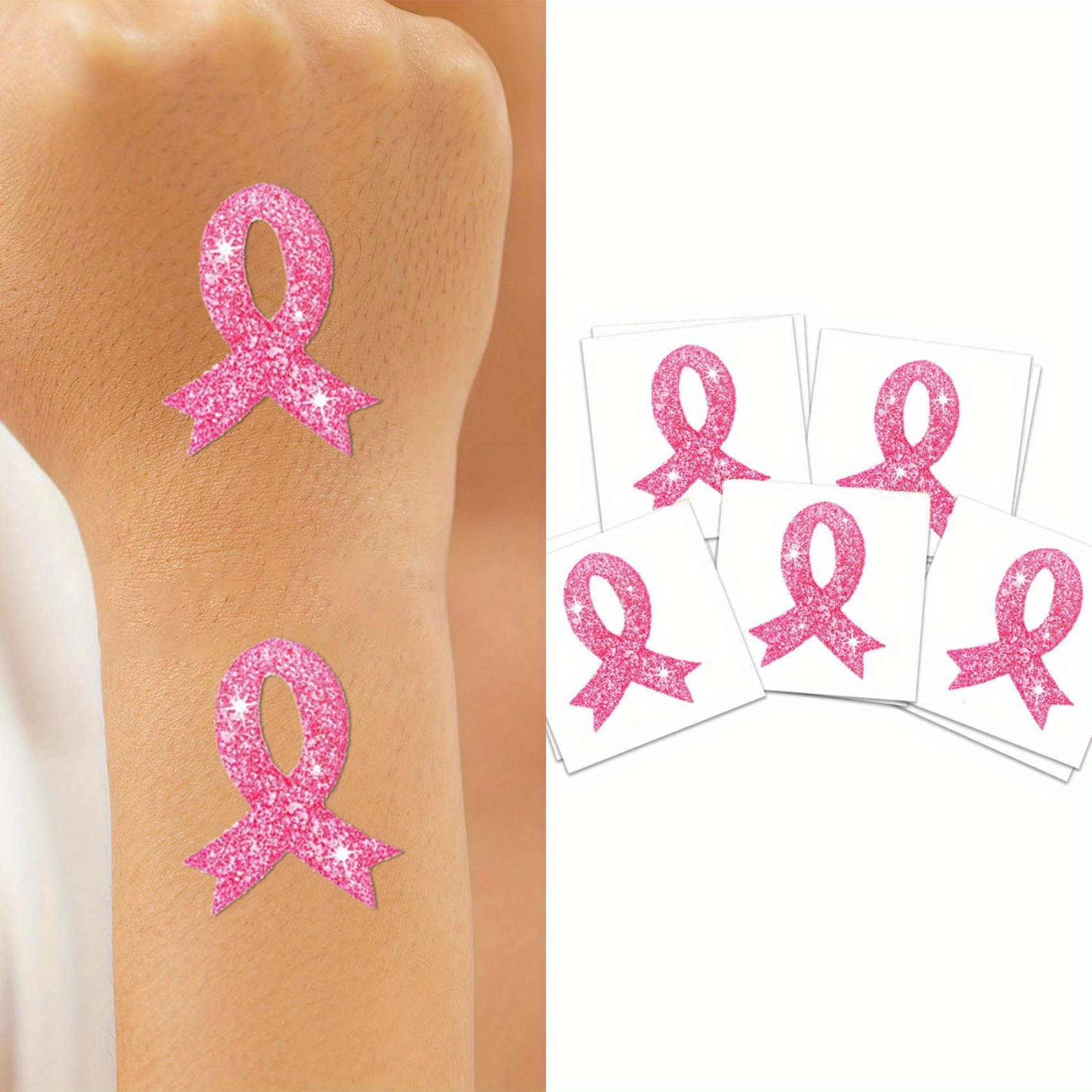 Glitter Breast * Awareness Tattoo Face Stickers * Temporary Tattoos for  Women Supplies for Party 50pcs, image size:1700x1700