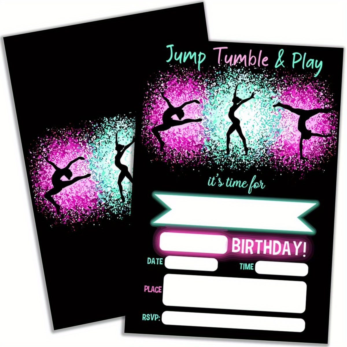 

20 Pcs Gymnastics Birthday Party Invitations With Envelopes - Jump & Play Invitations For Kids Birthday, Holiday, Thanksgiving - Paper, No Electricity Needed, Multi-occasion Celebration Cards