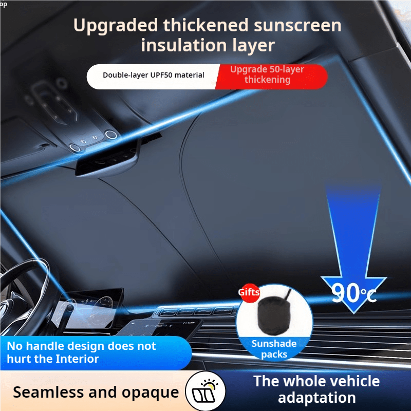 

Fit Portable Car Windshield Sunshade - Thermal Front For Interior Protection, Compatible With Most Vehicles, Accessories