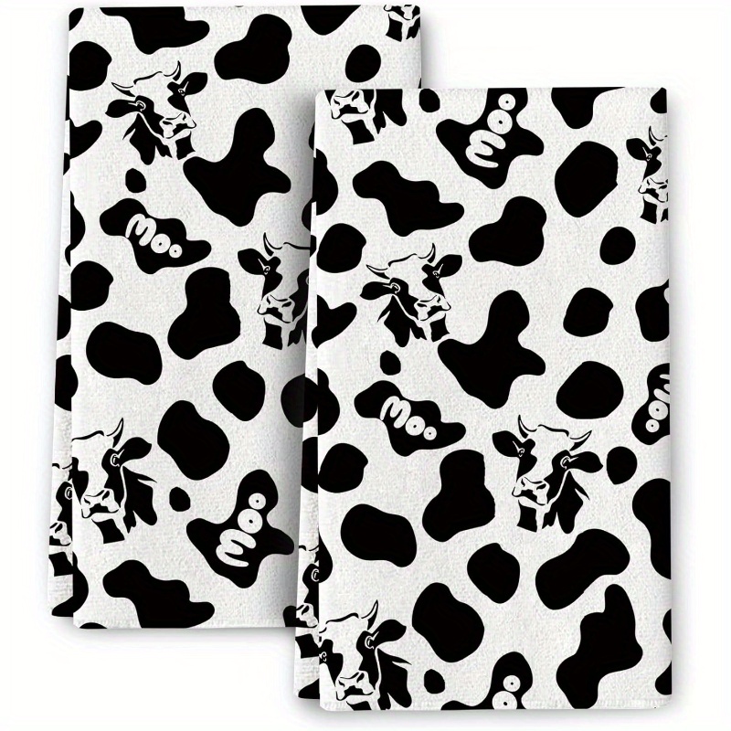 

Jit 2pcs Cow Print Kitchen Dish Towel - Super Soft Absorbent Drying Towel, Decor, 18x26in