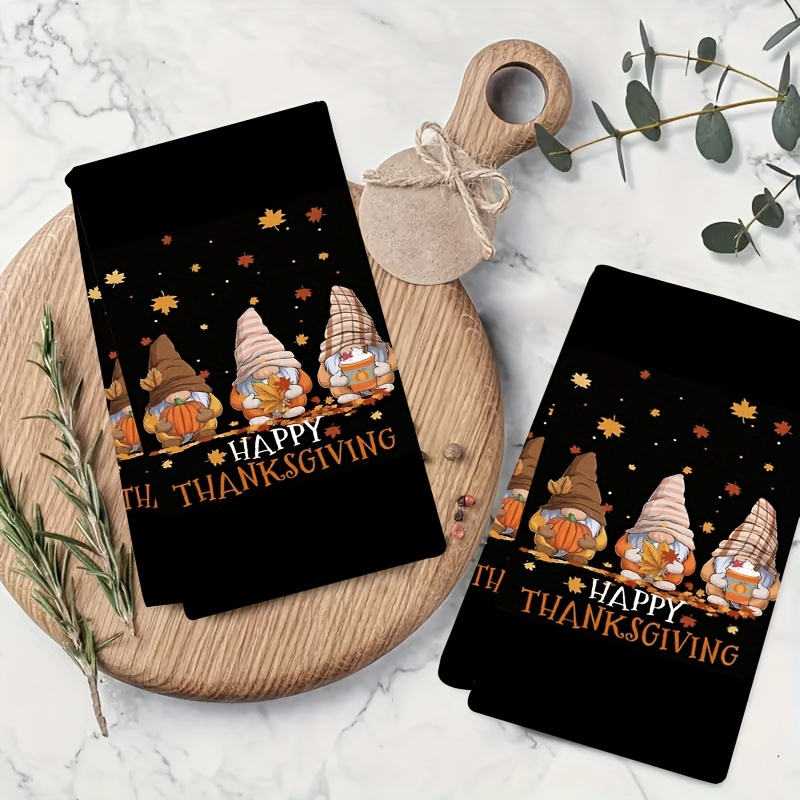 

2pcs Set 18x26" Thanksgiving Dwarf Pattern Kitchen Towels - , & Machine Washable For Cooking, Baking & Cleaning