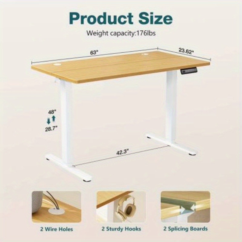 Electric Height Adjustable Standing Desk Ergonomic Temu