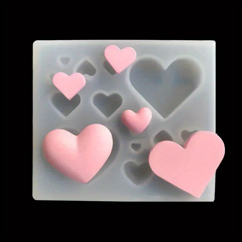 

3d Heart Shaped Silicone Mold For Epoxy Resin, Making, Earrings & Pendant Crafting, Rectangle Material, Decorative Mold