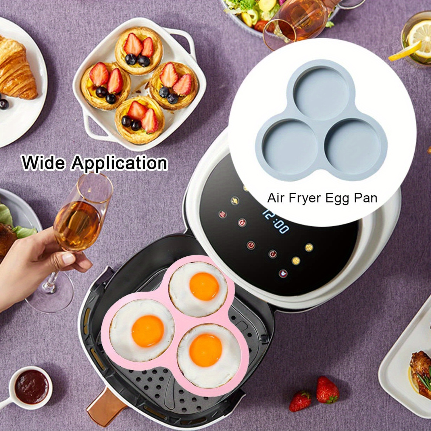 versatile silicone air fryer baking mats set non stick heat resistant easy   bonus oil brush for perfect eggs muffins details 2