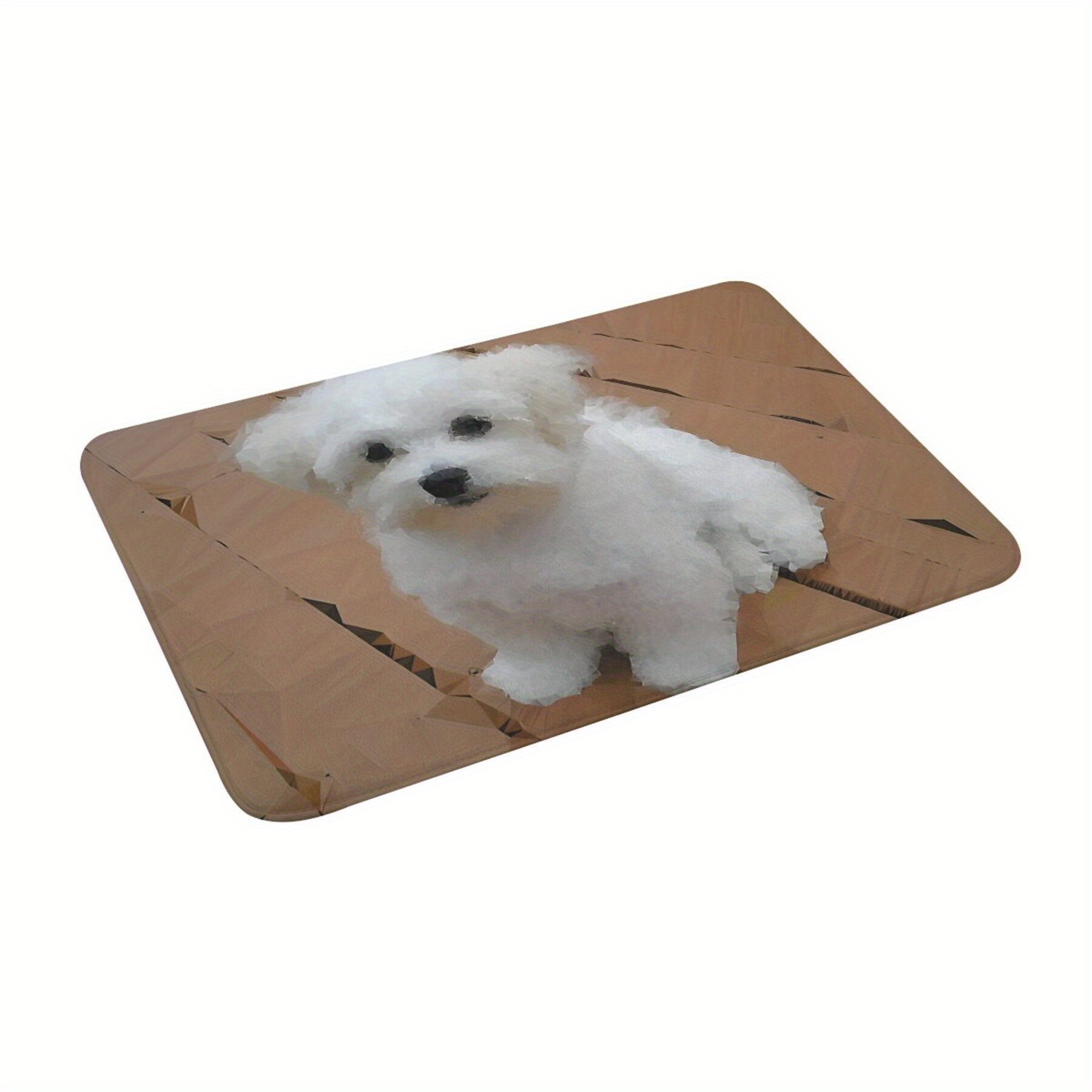 

Chic Maltese Puppy Geometric Bathroom Mat - Lightweight, Machine Washable Polyester Rug For Living Room, Balcony & Home Decor