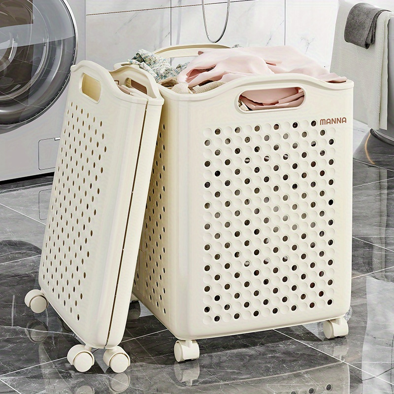 

Large Foldable Laundry Hamper, Spacious Storage Basket With Wheels For , Dirty Clothes & Organization