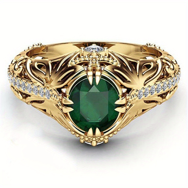 

Emerald Plated 14k Gold Ring, Luxurious Fashion Trend Simulation