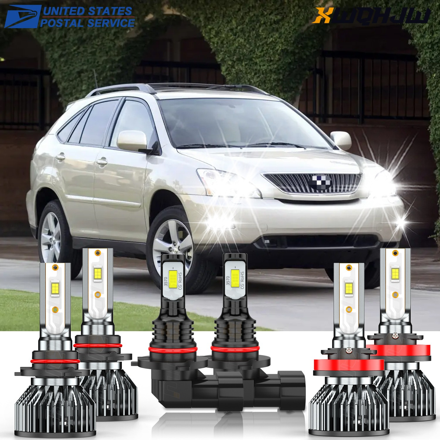 

Pack Of 6 6000k Led Headlight Bulbs Kit Hi/ Low Beam + Fog For Lexus 2004 2005 2006