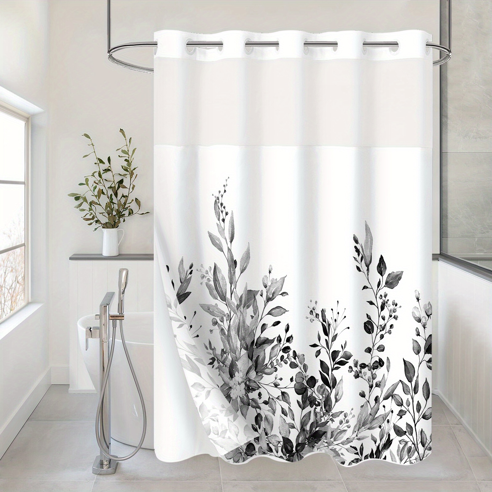 

No Eucalyptus Shower Curtain Snap-in Set, Double Shower Curtain Top , & , 72x74