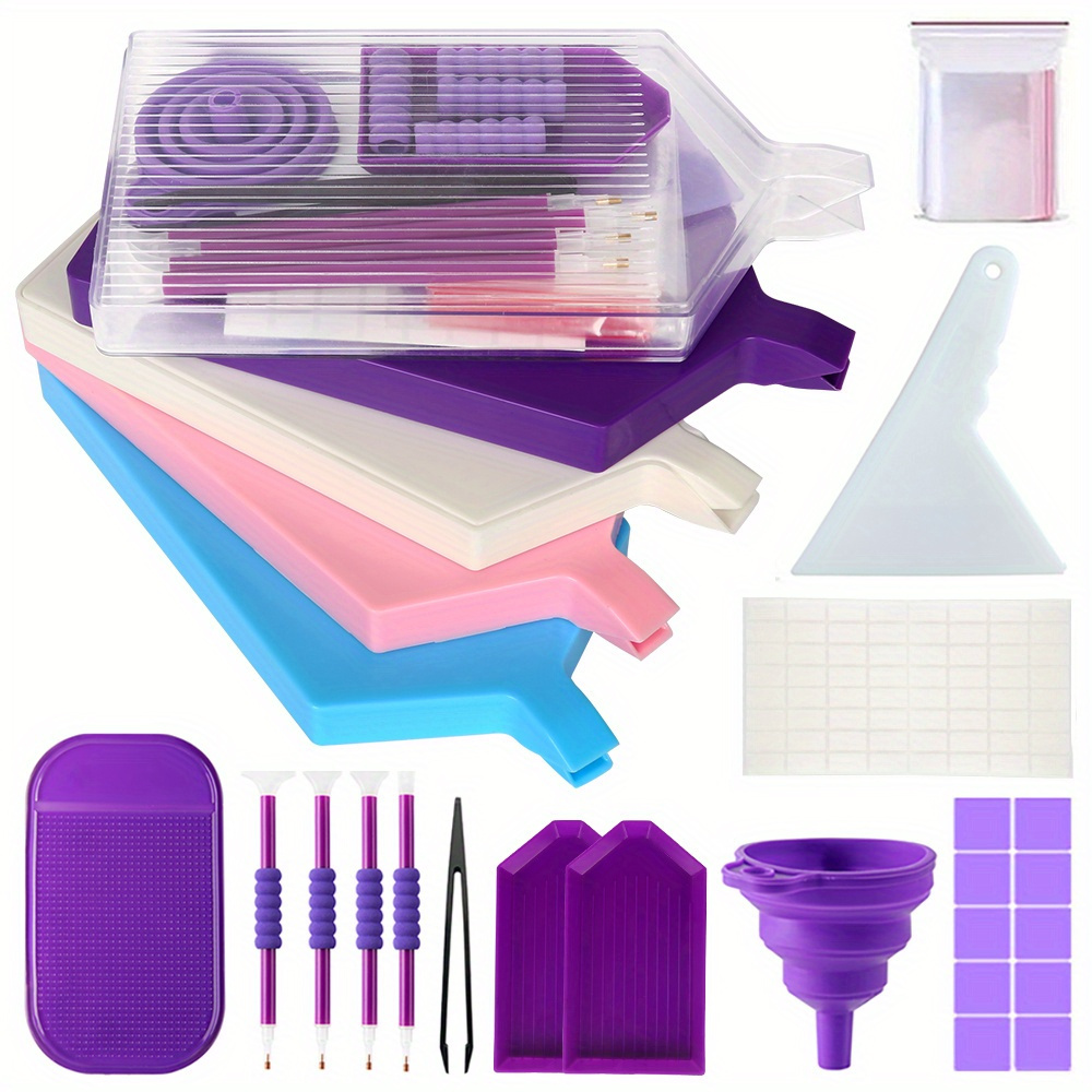 

5d Diamond Painting Accessories Kit With Multifunctional Tray & Storage Box, Diy Art Craft Kits - Plastic Tools Set For Handmade Jewelry Crafting