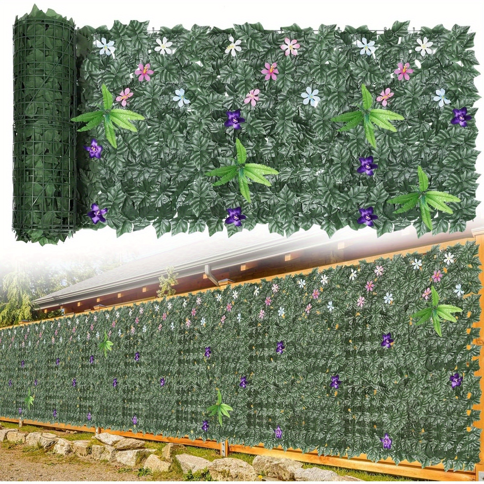 

Privacy Fence Screen, 91x46in (29.2sqft) Artificial Ivy Vine Fencing Panel For Wall Decor Balcony Invisible Indoor Outside Backyard Privacy Cover (24, Sweetpotato Leaf)