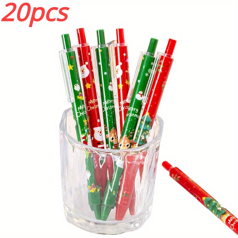 

20pcs Christmas Click Pens, Plastic Ballpoint Pens, , For Office Supplies, Writing & Correction, , & Prizes