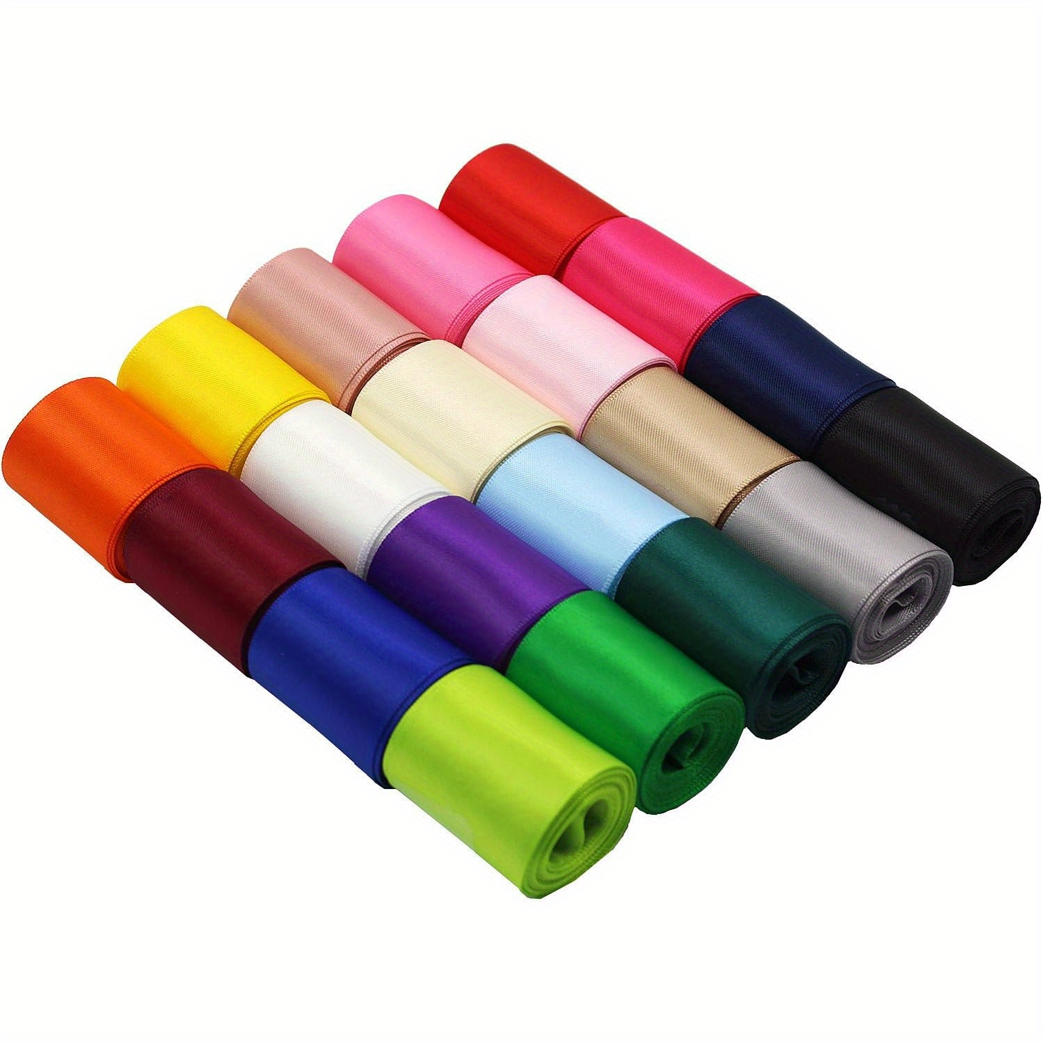 

Polyester Satin Ribbon Craft Pack - 10 Colors: White, Black, Red, , Pink, Mustard Yellow, Blue, Light Blue, Green, Light Purple