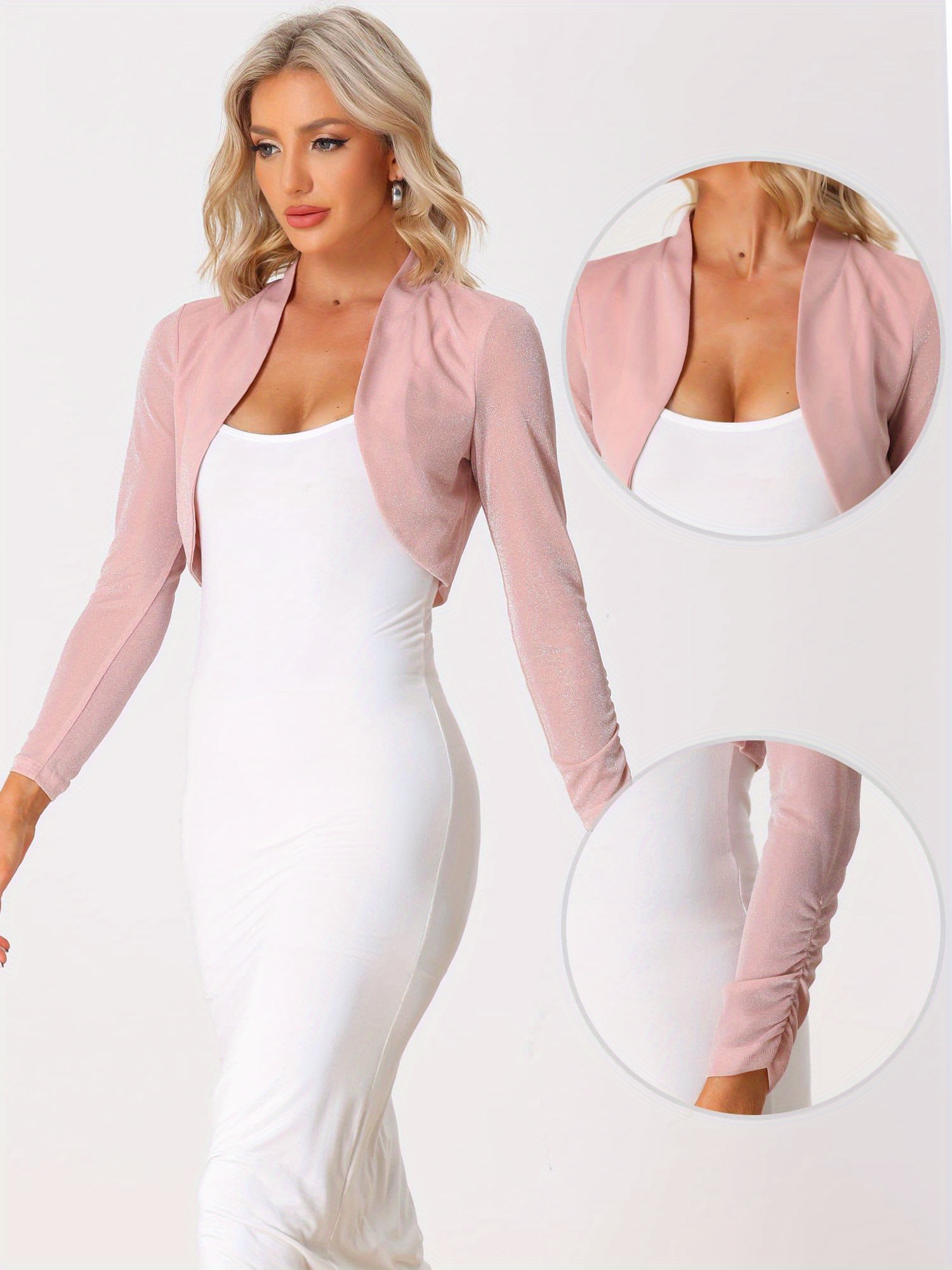 * Glitter Shrug for Women's Sparkly Elegant Open Front Bolero Evening Jacket