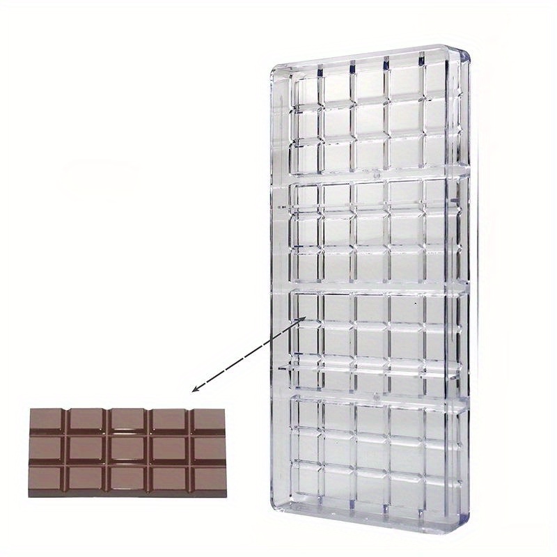 

[kitchen Musthave] Plastic Chocolate Bar Mold, Transparent Grid Design For Uniform Long Candy Treats, Ideal For Baking And Decorating Homemade Chocolates, Chocolate Molds