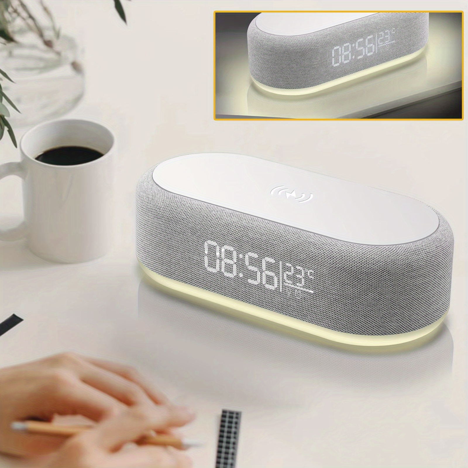 

- Wireless Charger Phone Alarm, Bedroom , , And & Thermometer - Charging 15/14 And