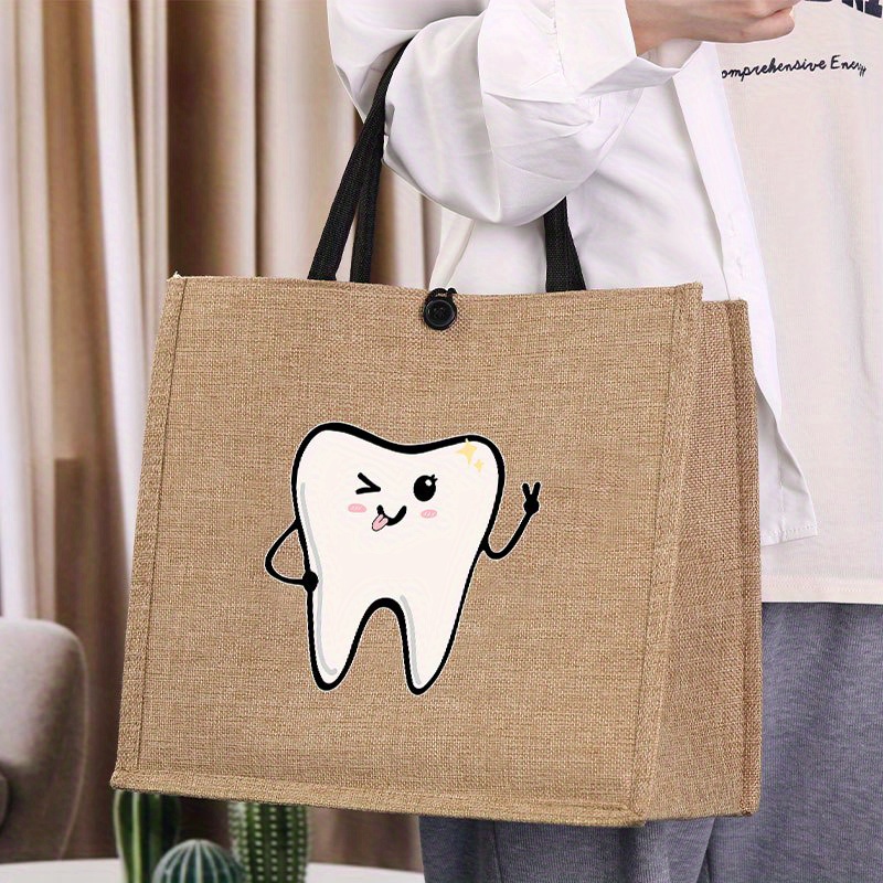 Image of Luxury Tote Bag Beach Print Healthy Teeth Stylish & Spacious Women's Handbag For Work, School & Shopping Zipper Pouch Birthday Party And Festivals Pattern Large Capacity B51h Versatile Bags